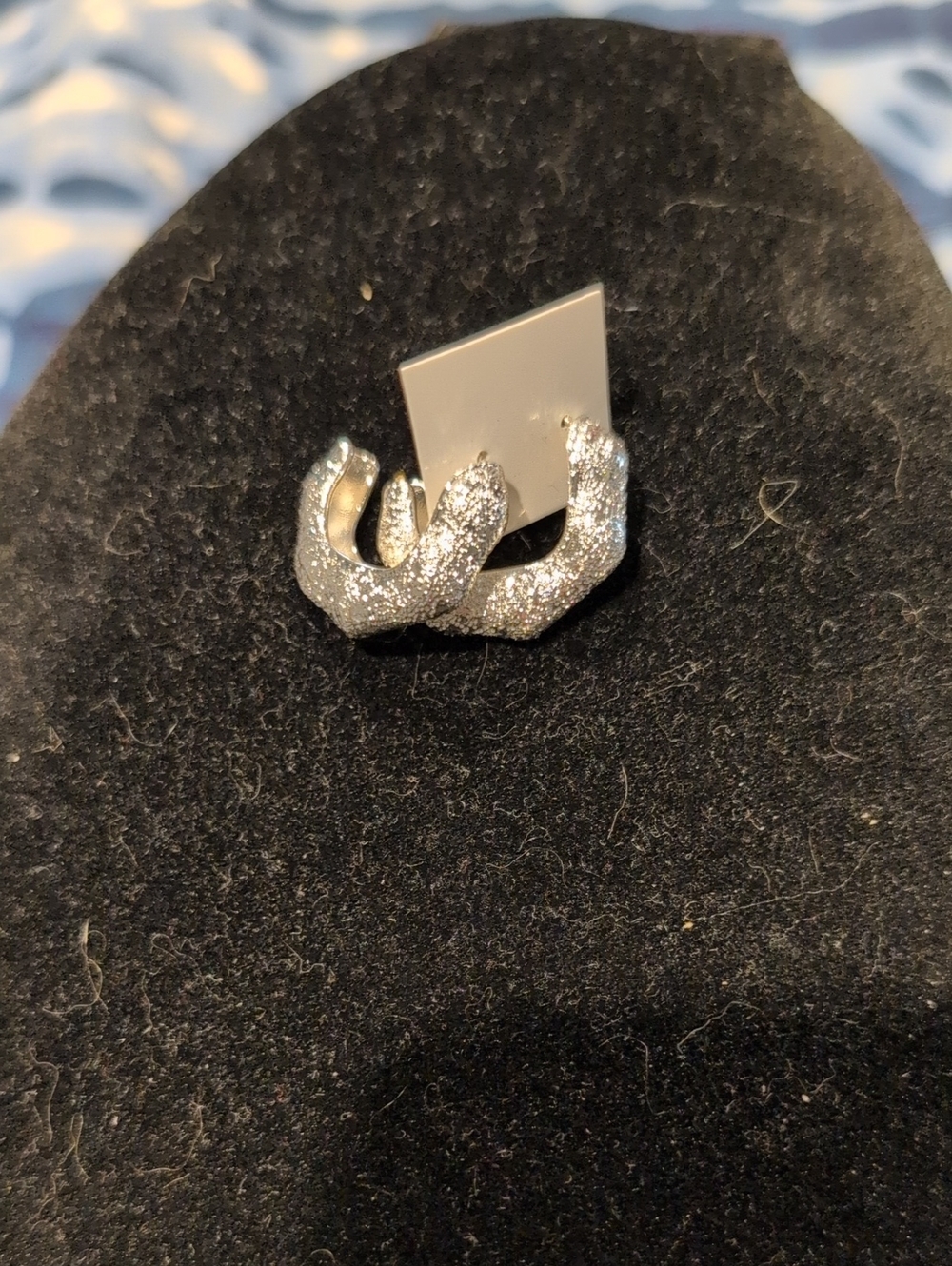 White Gold Plated Sparkling Textured Hoop Earrings